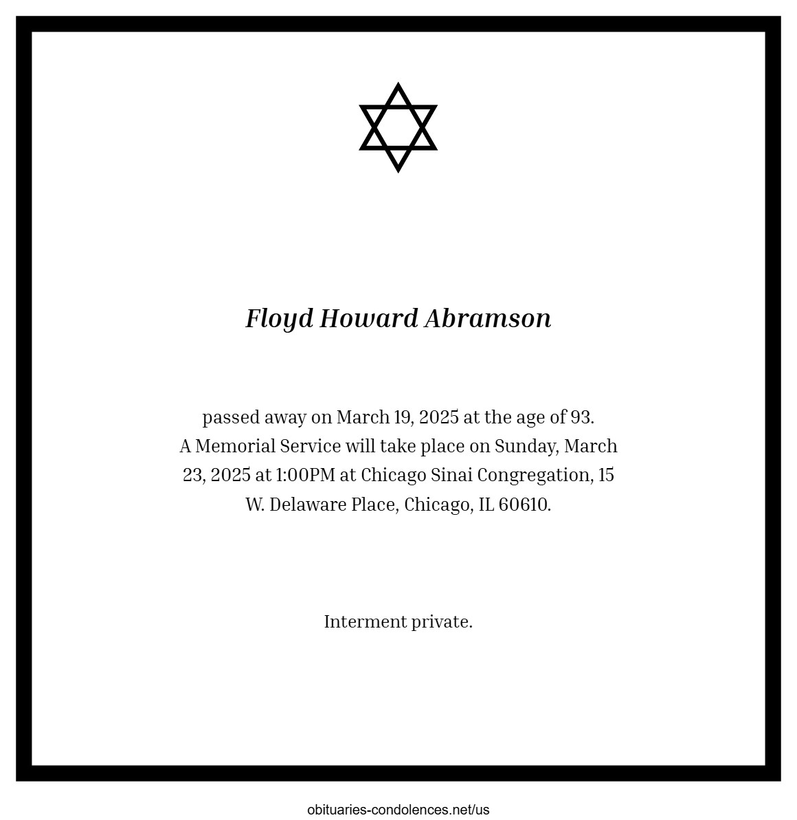Obituary - Floyd Howard Abramson Obituary - Floyd Howard Abramson